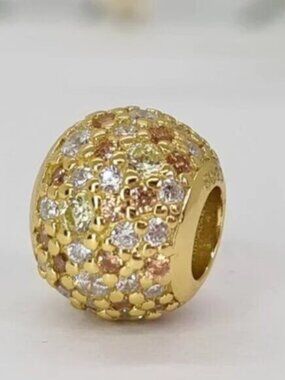 Pandora Gold Pavé Charm with White and Champagne Stones